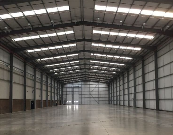 Completed LED installation in warehouse
